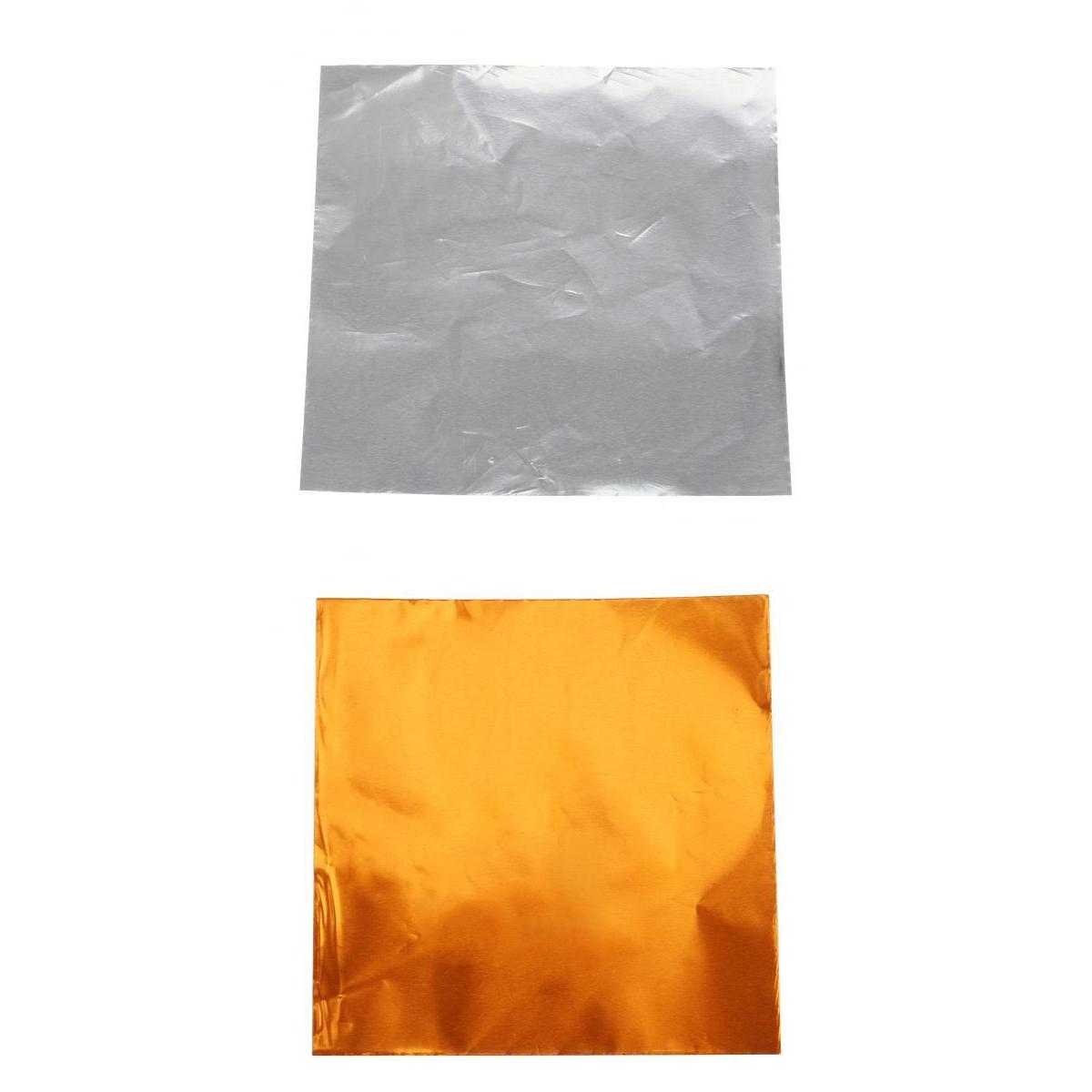 200x Chocolate Candy DIY Package Foil Paper Tinfoil Wrappers Silver & Orange