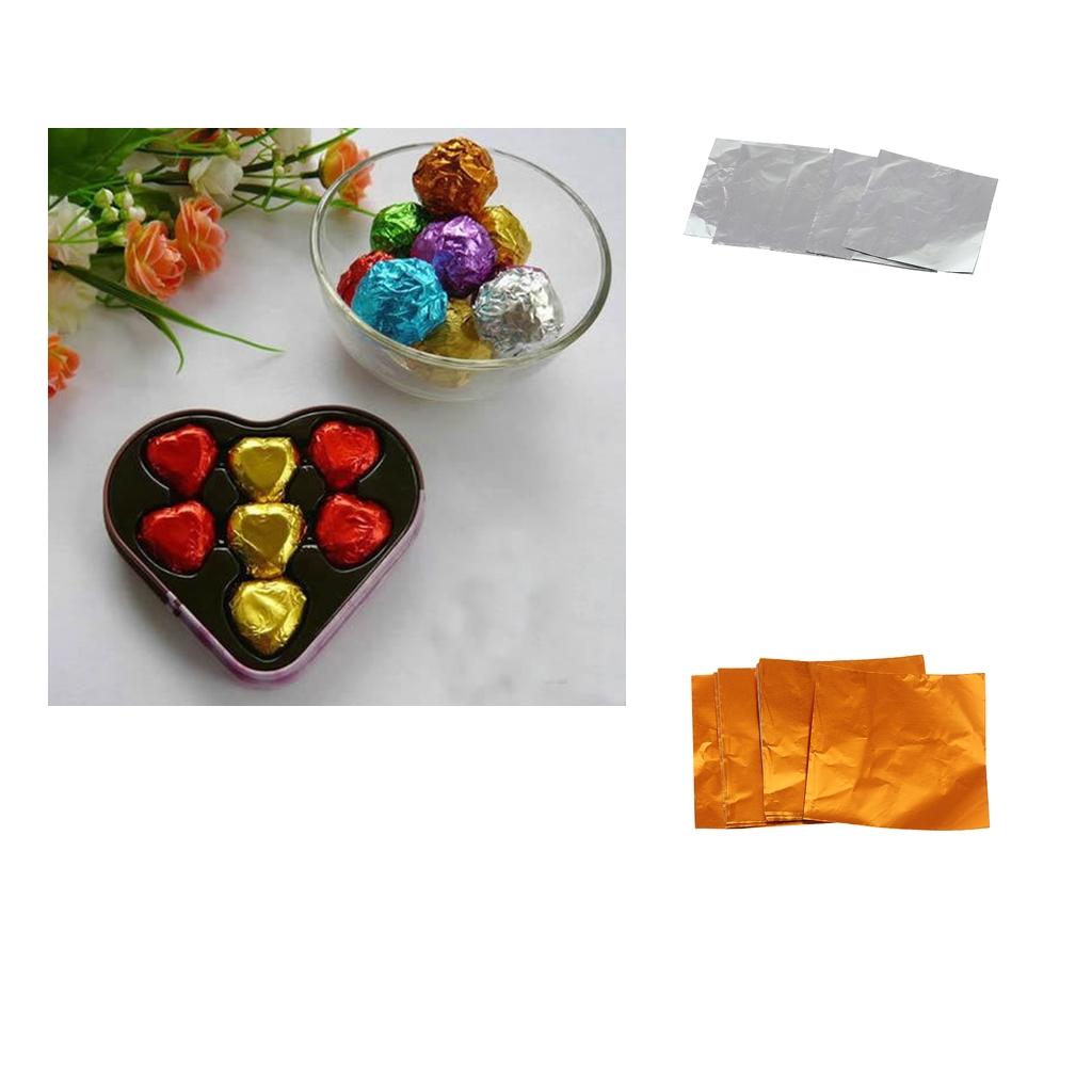 200x Chocolate Candy DIY Package Foil Paper Tinfoil Wrappers Silver & Orange
