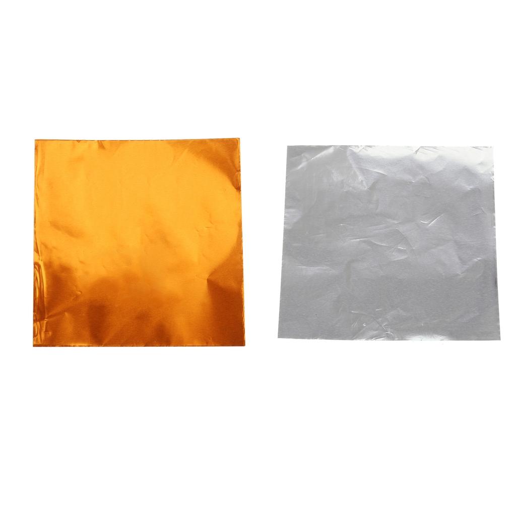 200x Chocolate Candy DIY Package Foil Paper Tinfoil Wrappers Silver & Orange