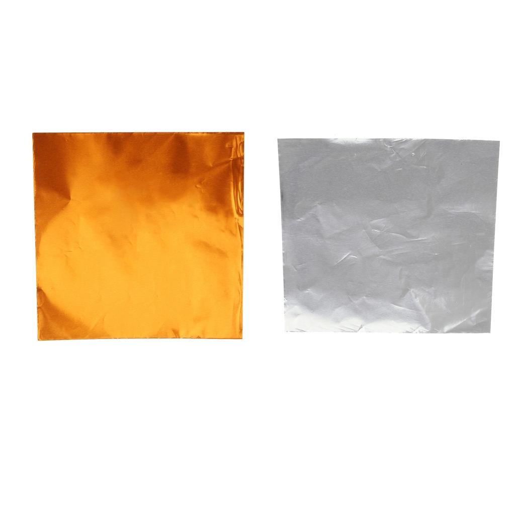 200x Chocolate Candy DIY Package Foil Paper Tinfoil Wrappers Silver & Orange