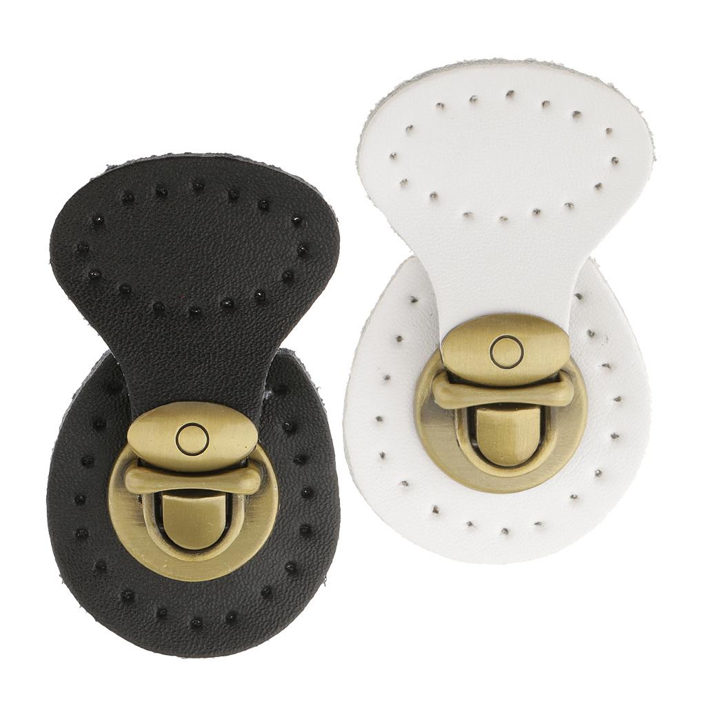 2 Pieces Genuine Leather Bag Lock Fasteners Snap Buckles Clasp Replacement