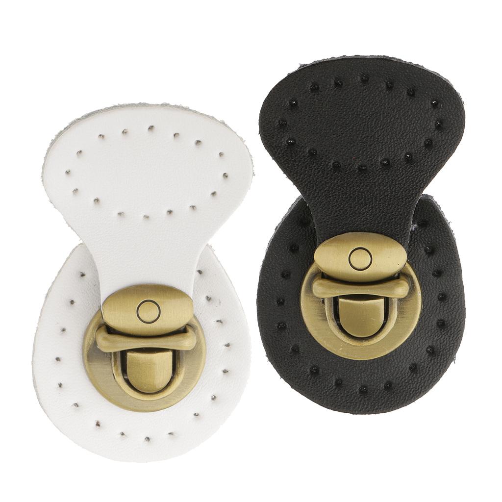 2 Pieces Genuine Leather Bag Lock Fasteners Snap Buckles Clasp Replacement