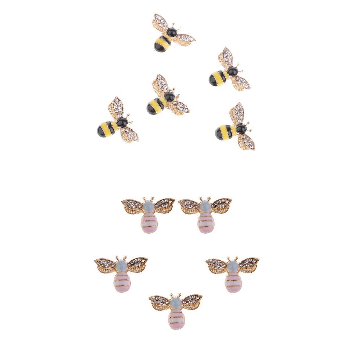10 Pieces Mixed Bee Rhinestone Flatback Buttons Scrapbooking Embellishments