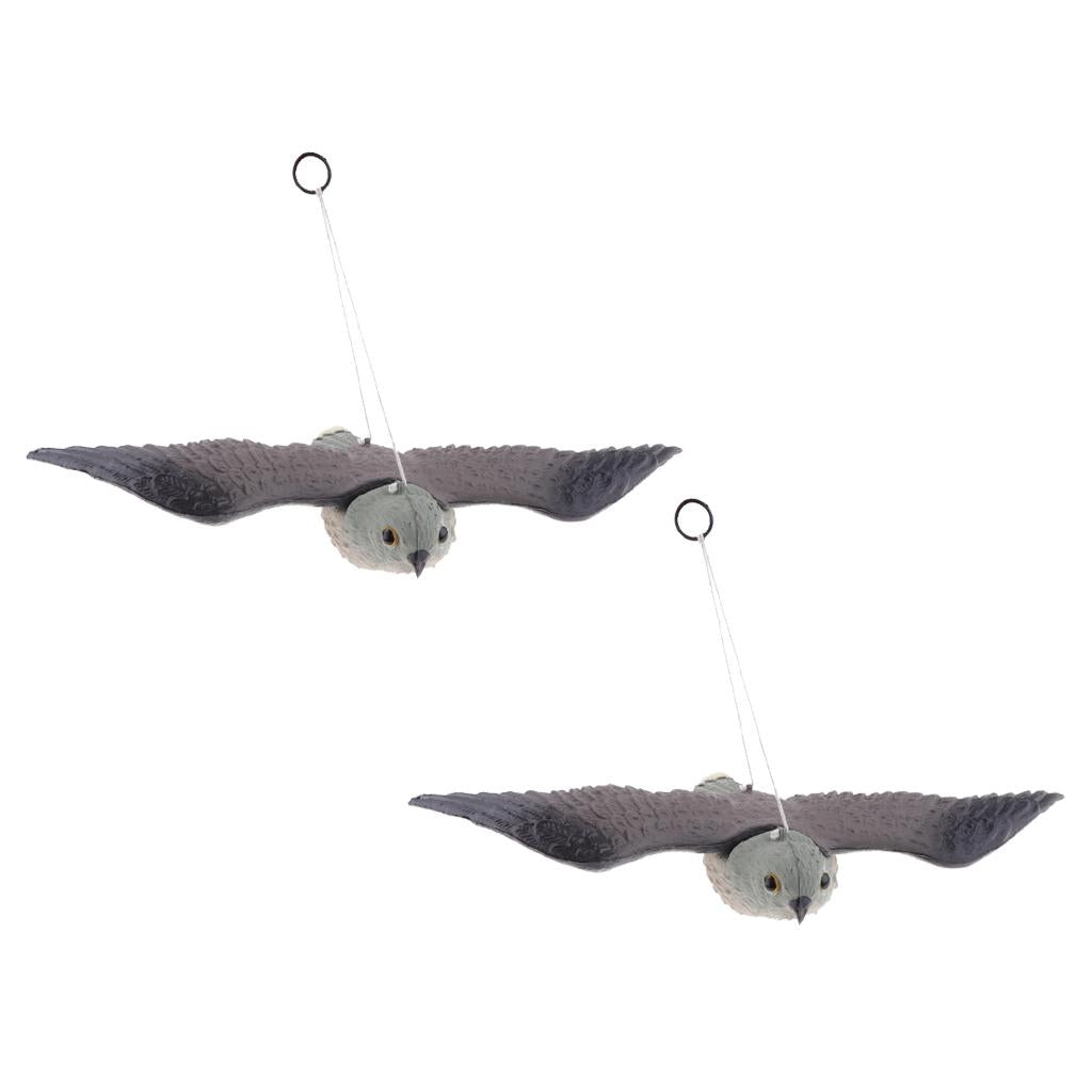 2Pcs Realistic Flying Bird Hawk Decoy Pigeon Scarecrow Garden Hunting Scarer