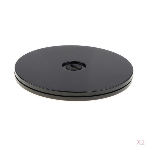 2Pcs 6'' Black Turntable Acrylic Rotating Display Stand for Watches Jewelry
