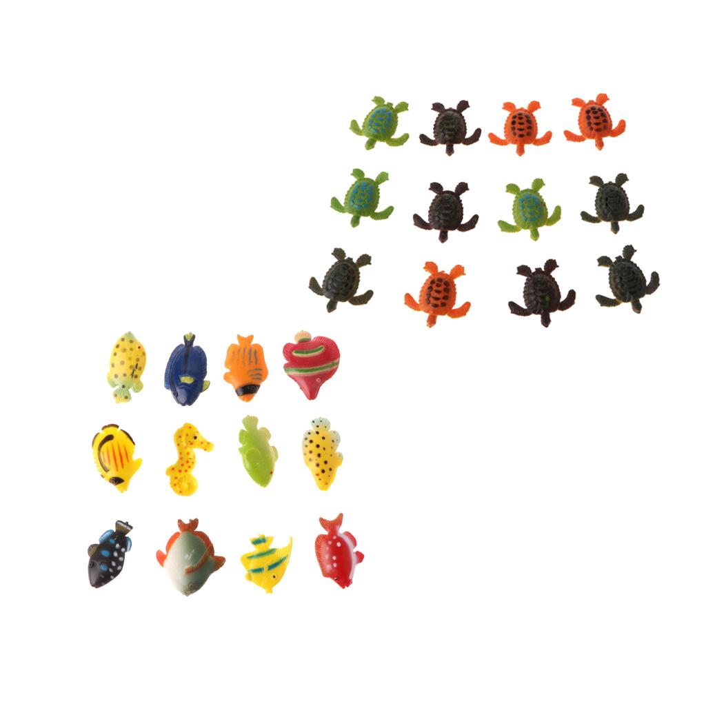 24pcs Plastic Marine Animals Fish & Turtle Models KidsToy Party Bag Fillers