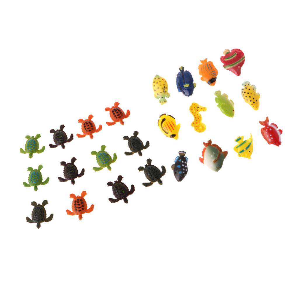 24pcs Plastic Marine Animals Fish & Turtle Models KidsToy Party Bag Fillers