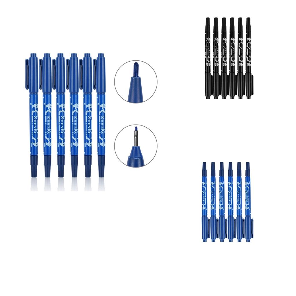 12Pcs Tattoo Pen Tattoo Skin Marker Marking Scribe Pen Fine Tip Black & Blue