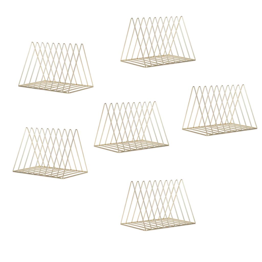 6pcs Metal Desk Book Holder Modern Minimalist Bookshelf for Home Office Gold