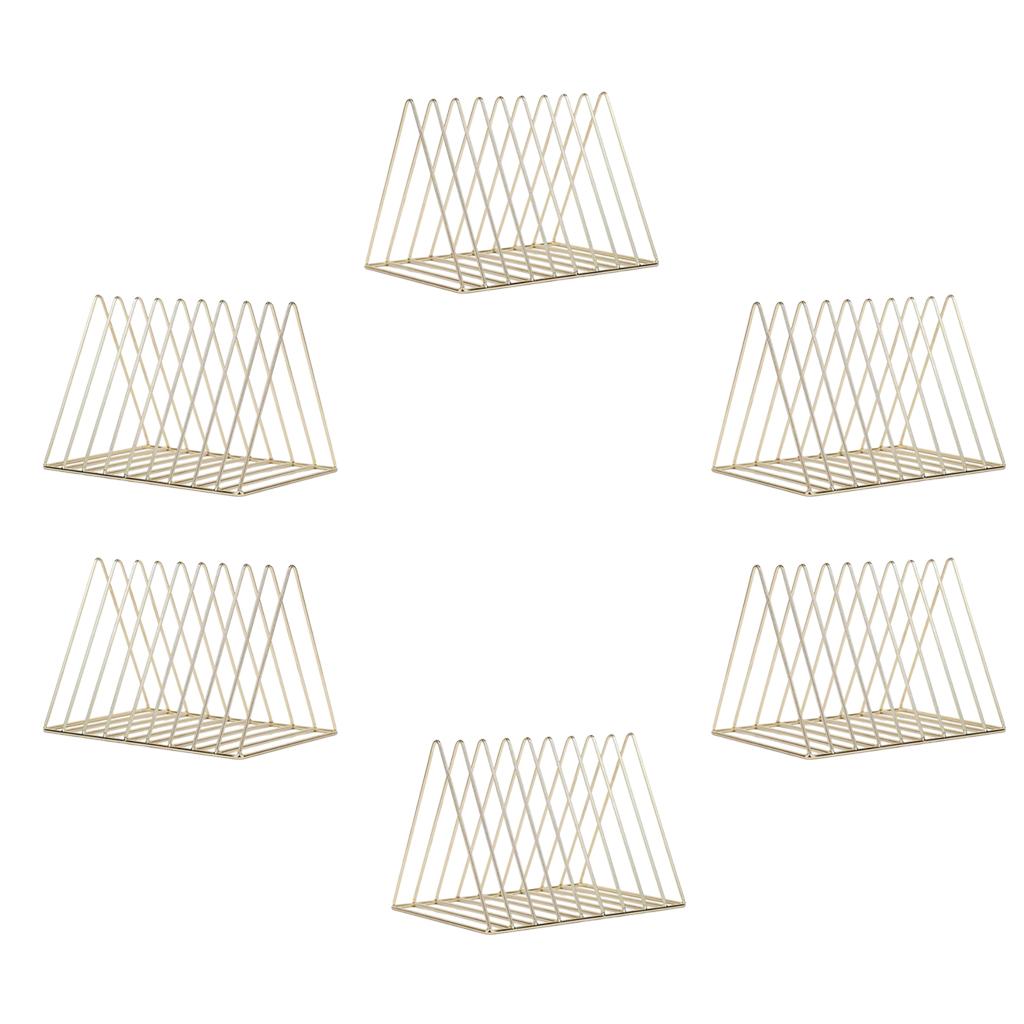 6pcs Metal Desk Book Holder Modern Minimalist Bookshelf for Home Office Gold