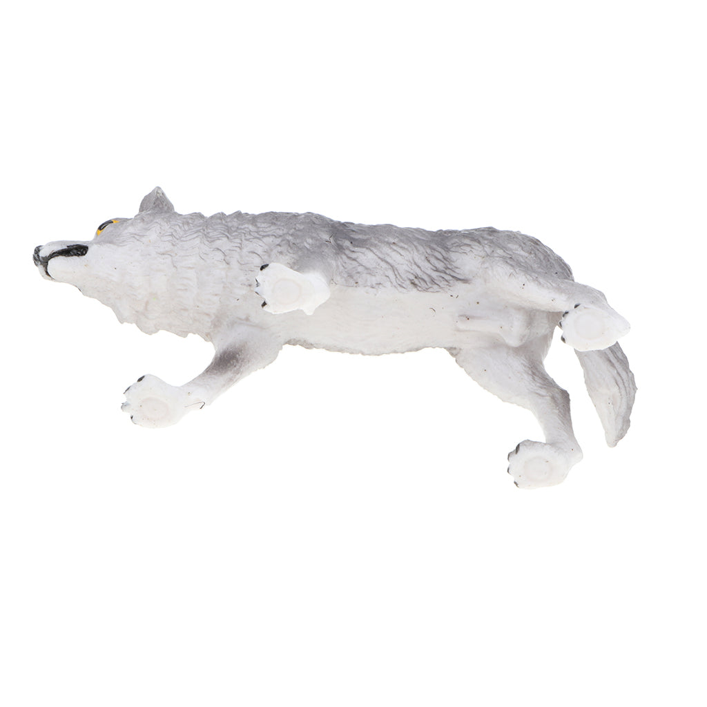 2x Plastic Animal Model Figurines for Kids Gift Home Decor - Grey Wolves