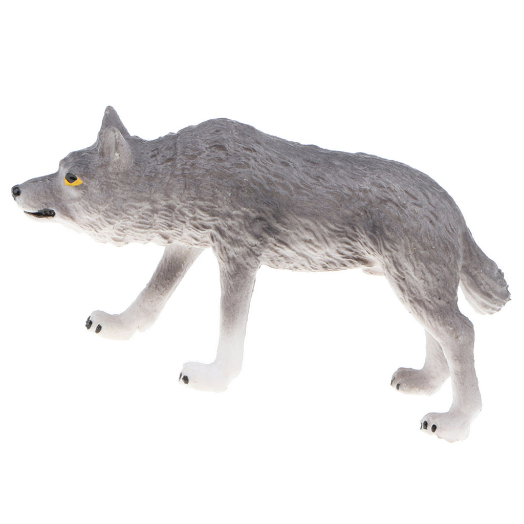 2x Plastic Animal Model Figurines for Kids Gift Home Decor - Grey Wolves