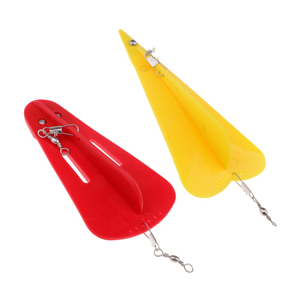 2pcs Trolling Diving Board with Lead Sinker Fishing Diver Board Yellow Red