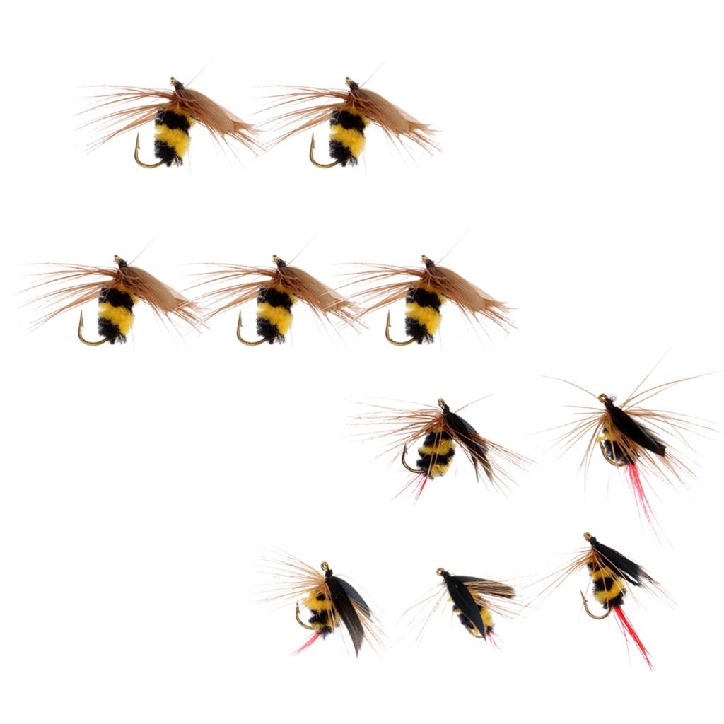 10pcs Bumble Bee Nymph Trout Flies Fly Fishing Hook Bionic Bee Insect Baits