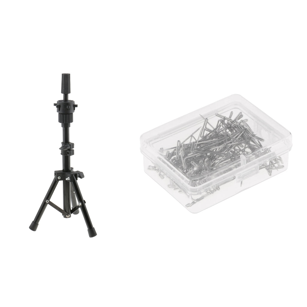 Cosmetology Mannequin Manikin Practice Head Holder Tripod Stand+T Needle Pin