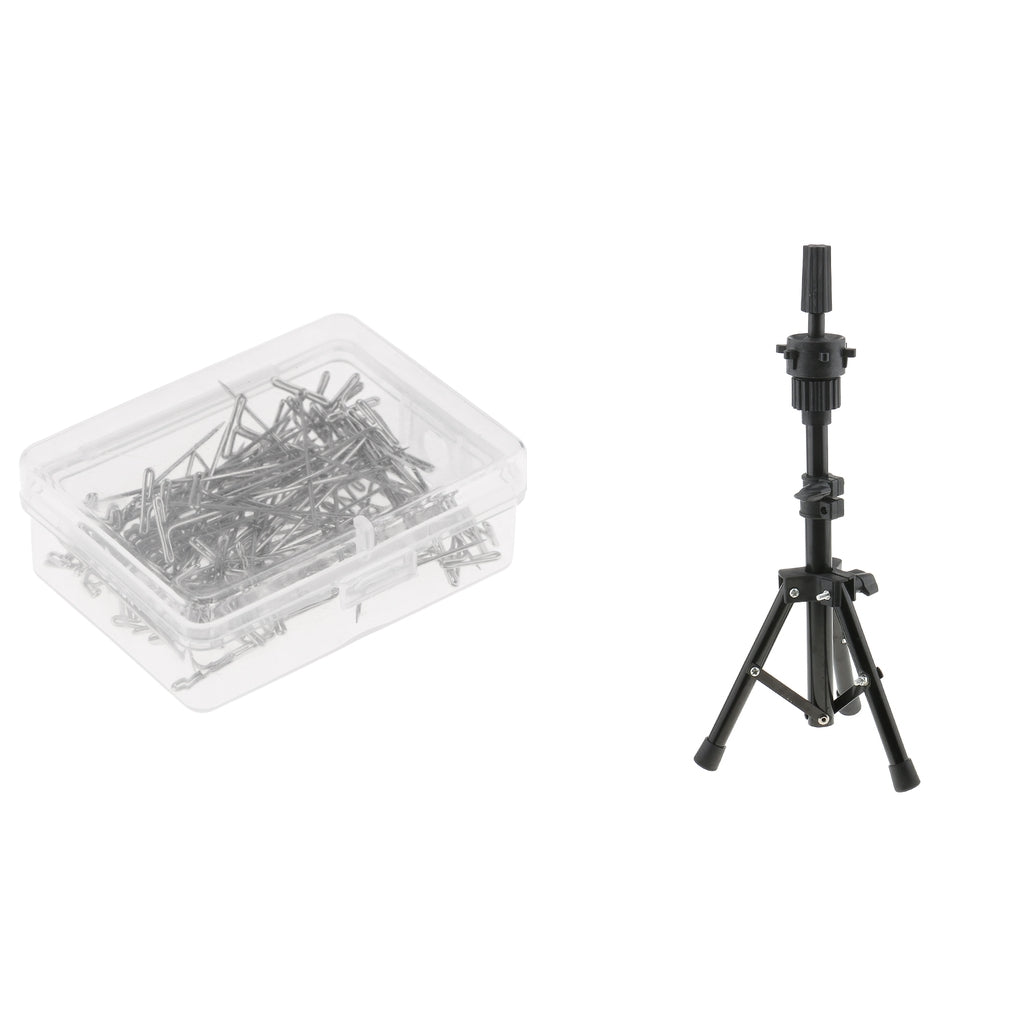 Cosmetology Mannequin Manikin Practice Head Holder Tripod Stand+T Needle Pin