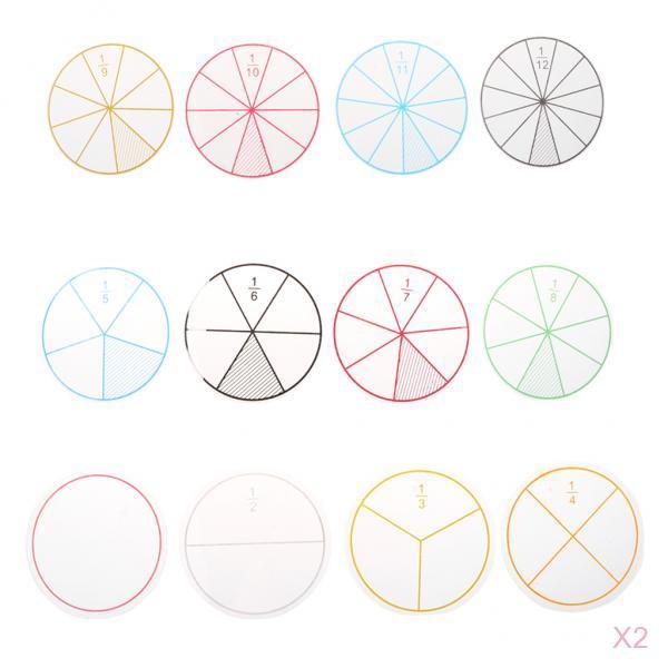 2 set of 24pcs Numbered Fractions Circles Math Chips Mathematics Number Toy