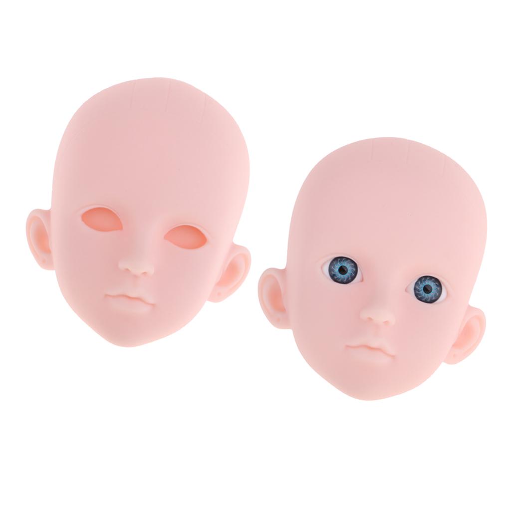 2 Pieces 1/4 Female Bjd Doll Head Sculpt Ball-Jointed Doll Body Parts