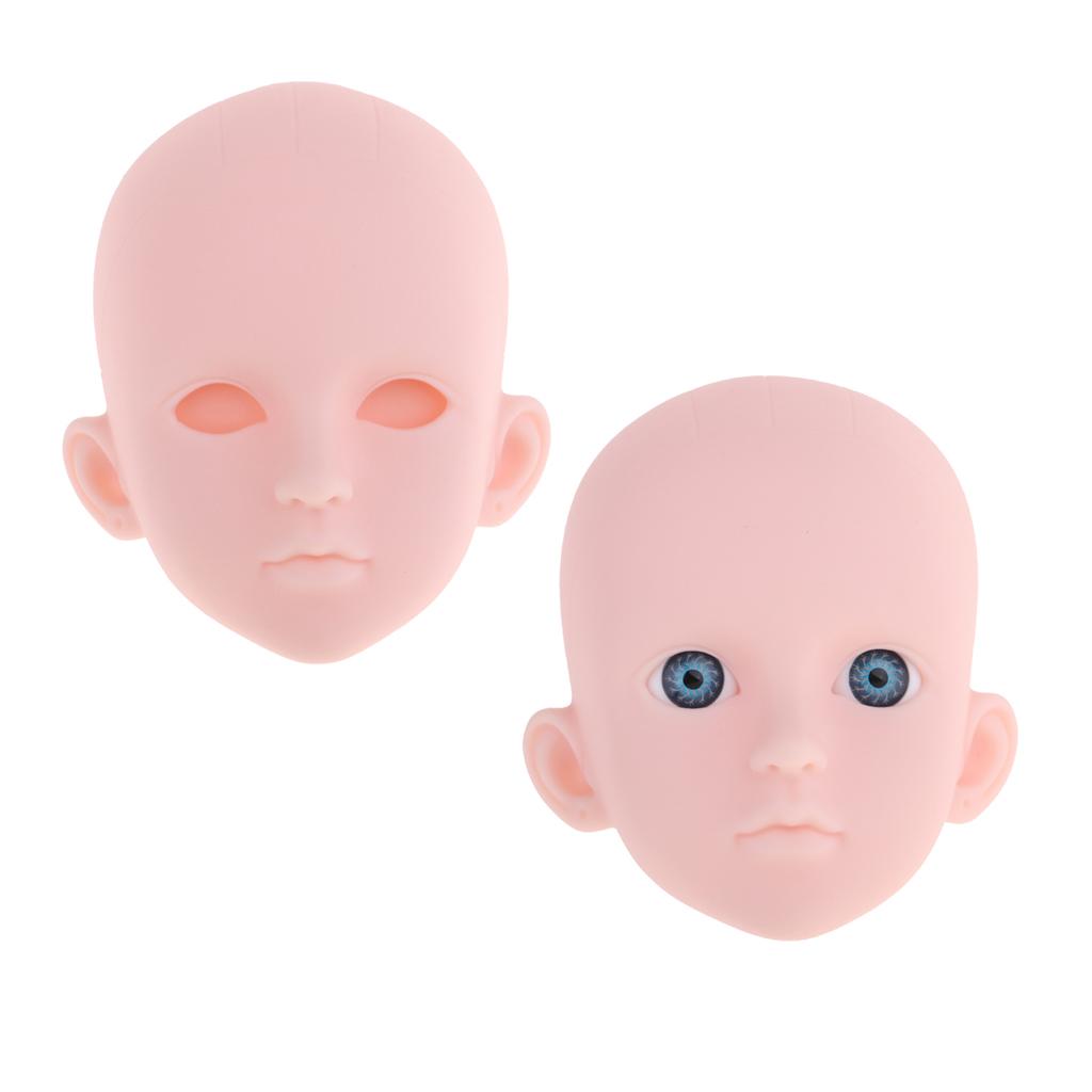 2 Pieces 1/4 Female Bjd Doll Head Sculpt Ball-Jointed Doll Body Parts