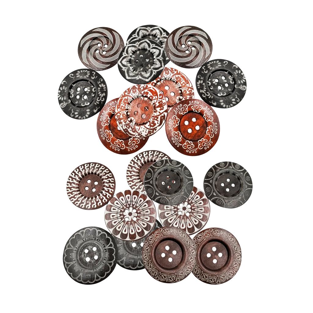 20cs Mixed Wooden 4 Holes Painted Sewing Buttons Craft DIY Scrapbooking