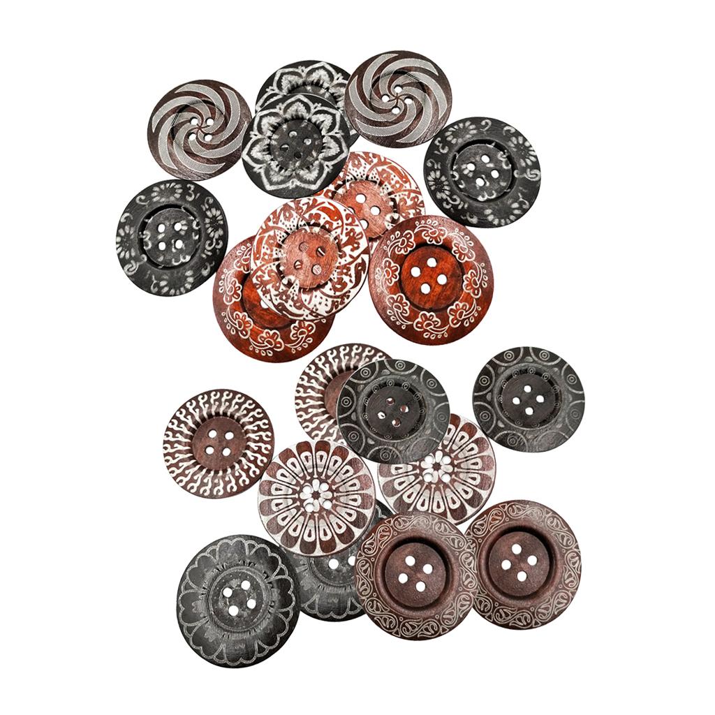 20cs Mixed Wooden 4 Holes Painted Sewing Buttons Craft DIY Scrapbooking