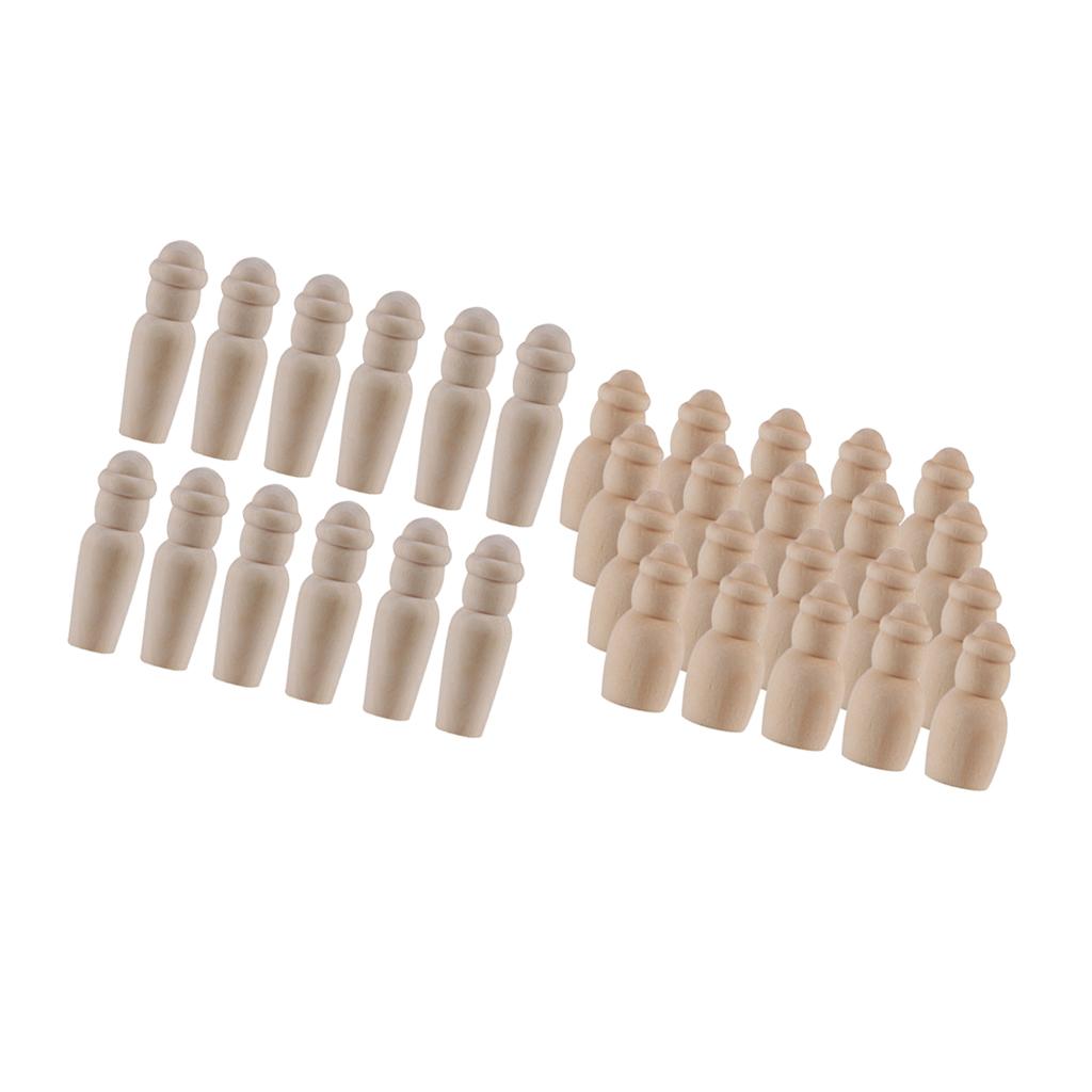 40 Piece Unfinished Wood DIY Family People Wooden Peg Dolls Bodies 60mm 35mm