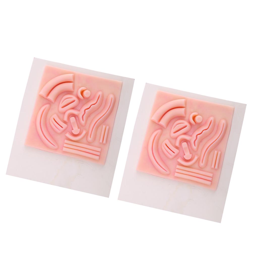2 Sets Human 3D Peritoneoscope Skin Suture Pad Model Suturing Practice kit
