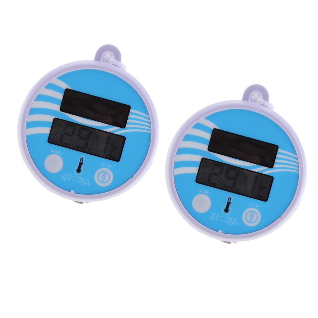 2Pcs Solar Powered Digital Floating Pool Hot Tub Spa Thermometer Temperature