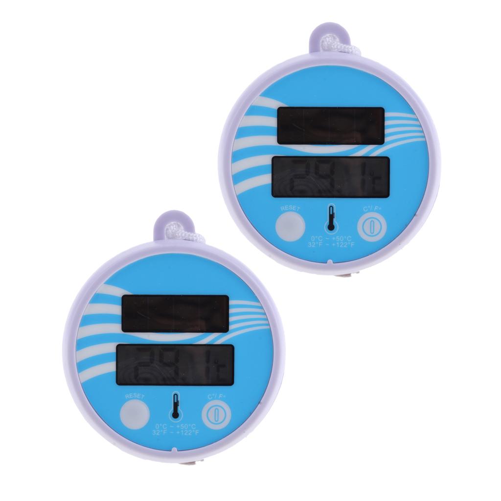 2Pcs Solar Powered Digital Floating Pool Hot Tub Spa Thermometer Temperature