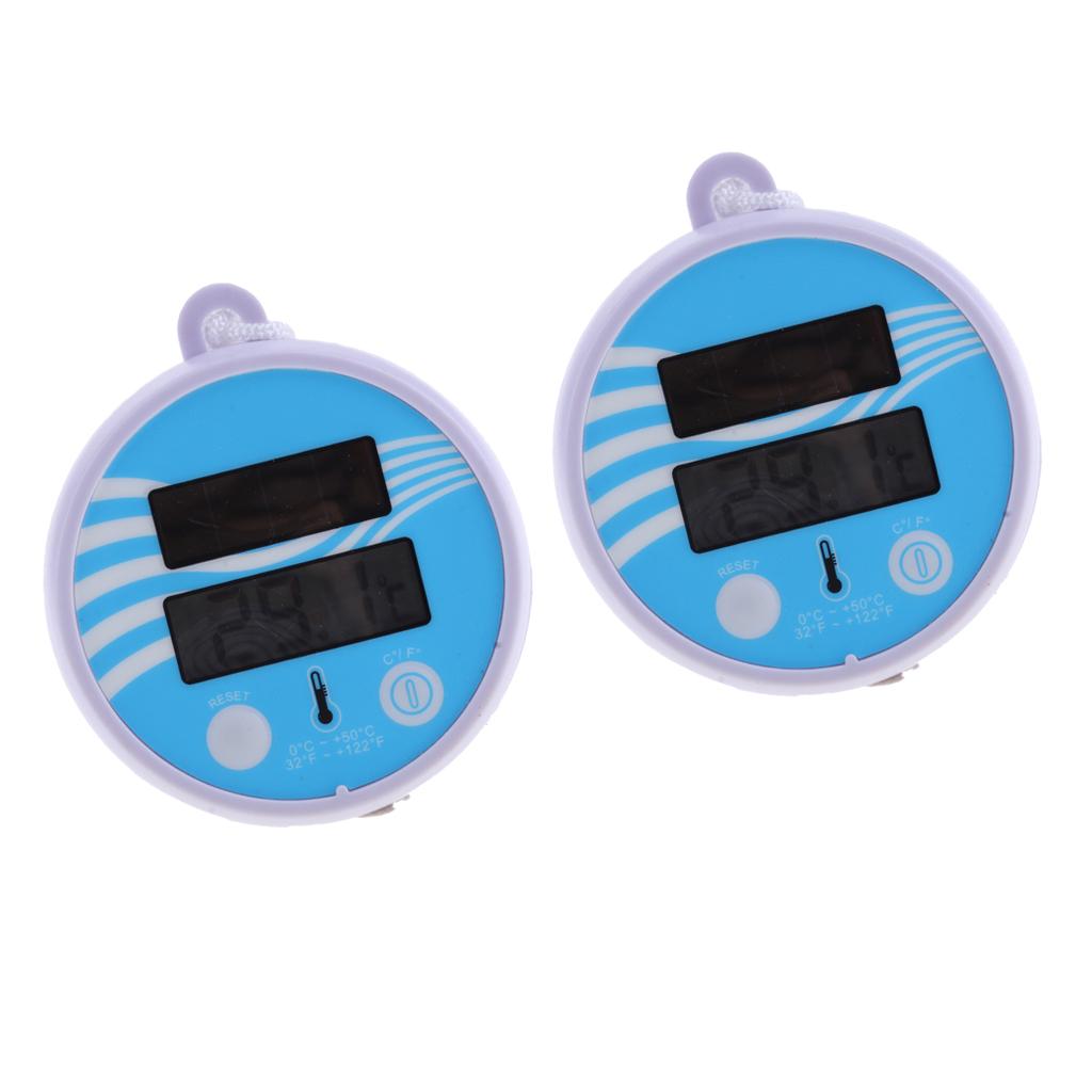 2Pcs Solar Powered Digital Floating Pool Hot Tub Spa Thermometer Temperature