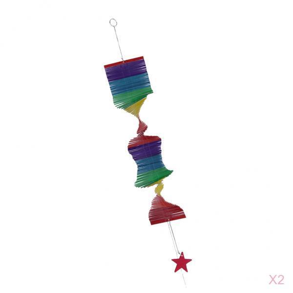 2Pc Rainbow Color Spiral Wind Twister Garden Park Tent Charm Hanging Spinner