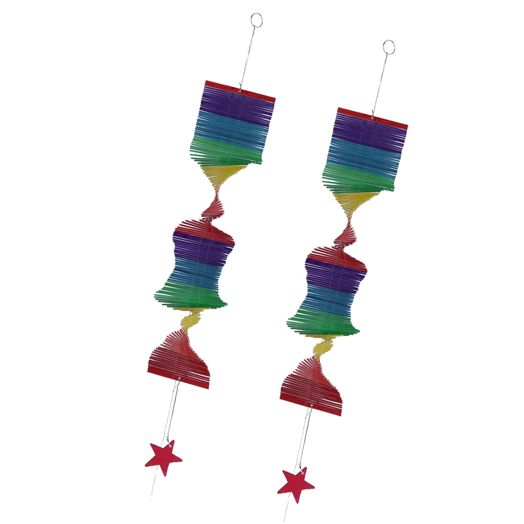 2Pc Rainbow Color Spiral Wind Twister Garden Park Tent Charm Hanging Spinner