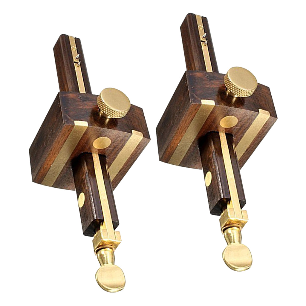 2Pcs Wood Marking Gauge Wood Scribe Mortise With Brass Screw Measuring Tool