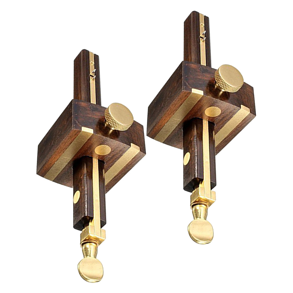 2Pcs Wood Marking Gauge Wood Scribe Mortise With Brass Screw Measuring Tool