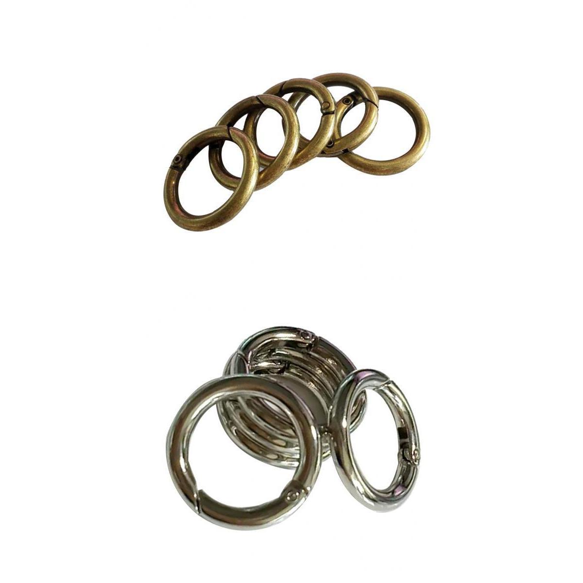 10Pcs Round Push Gate Snap Hooks Spring Ring Clasp Carabiner Bronze Silver