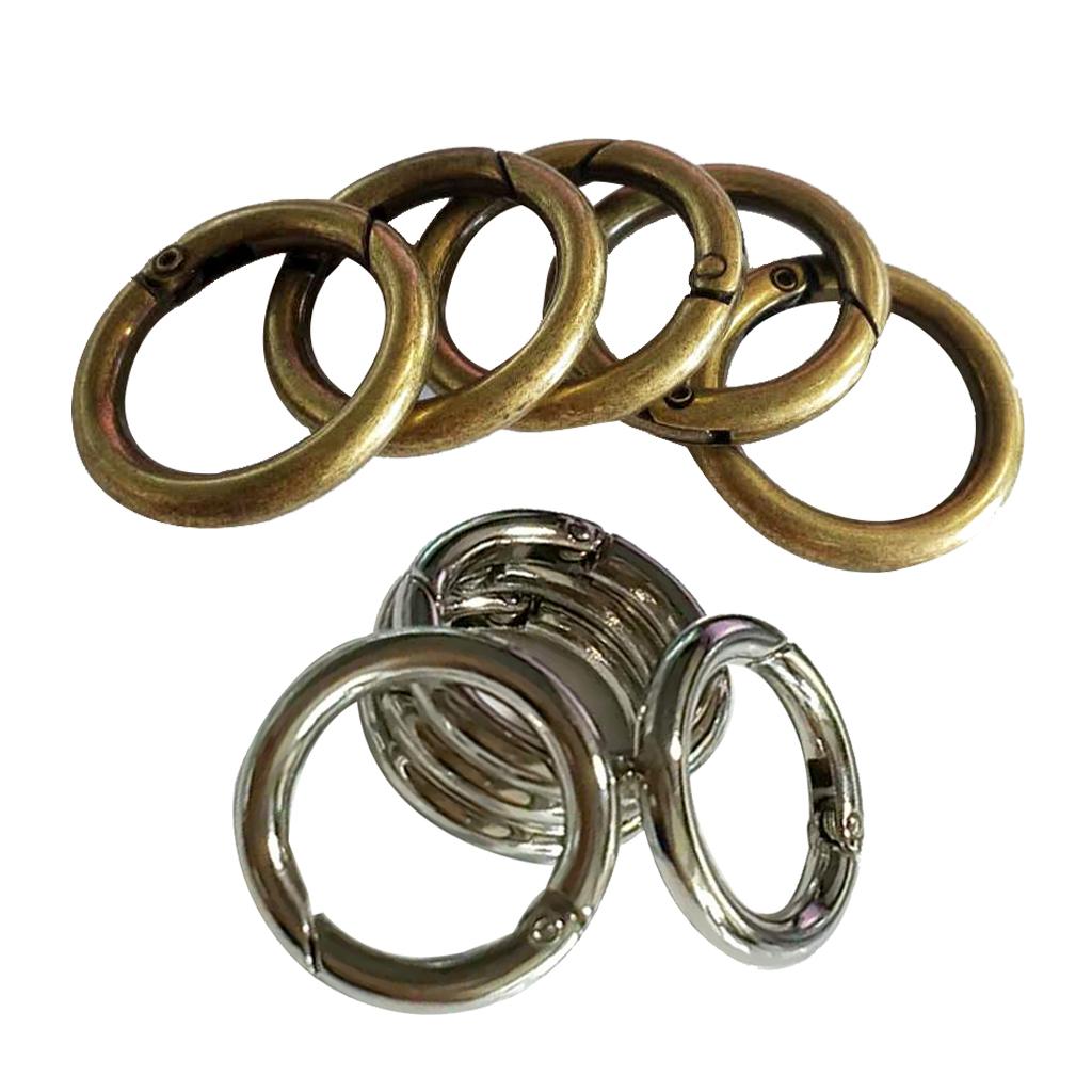 10Pcs Round Push Gate Snap Hooks Spring Ring Clasp Carabiner Bronze Silver