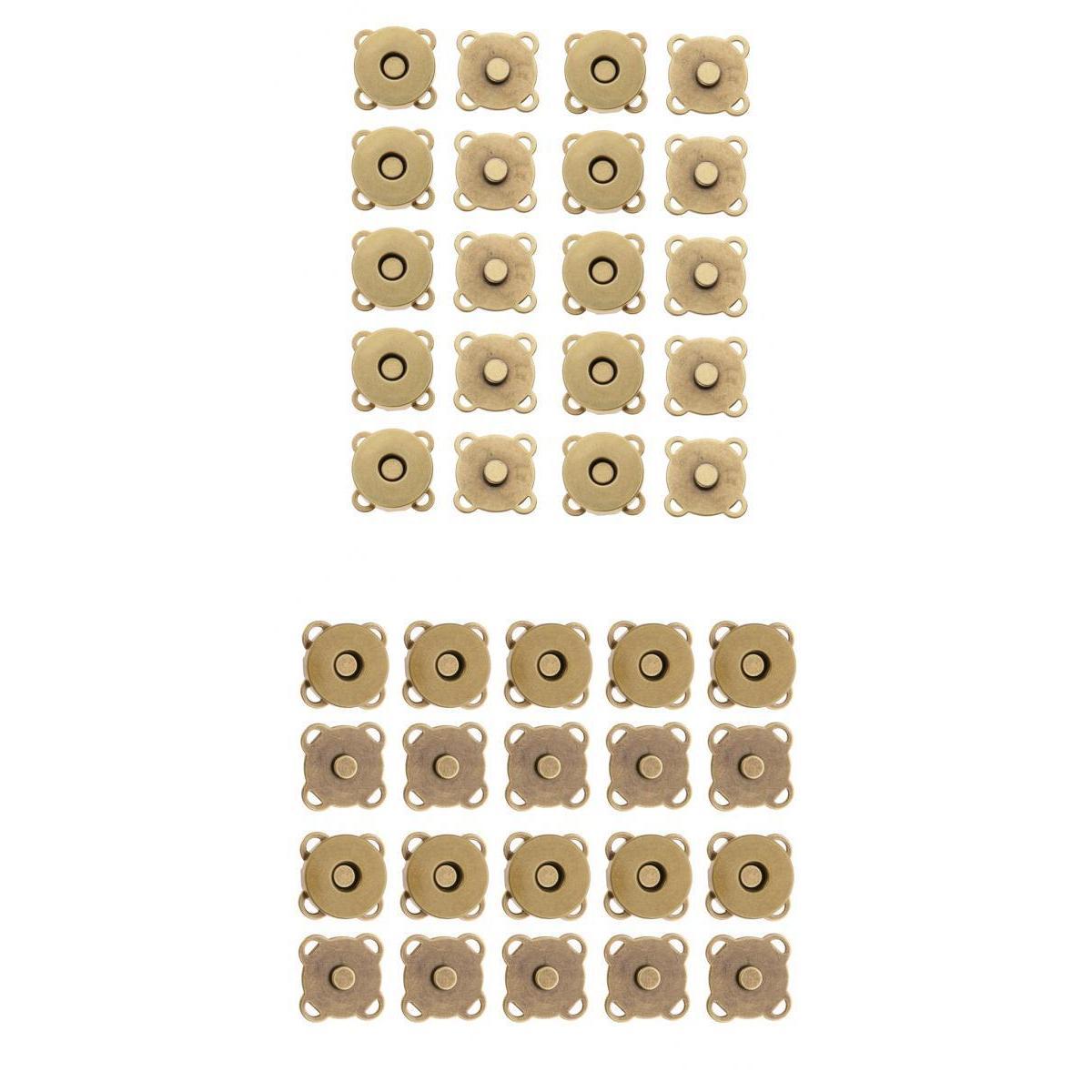 20 Sets Sew In Magnetic Bag Clasps for Craft Clothing Bag 14mm 18mm Bronze