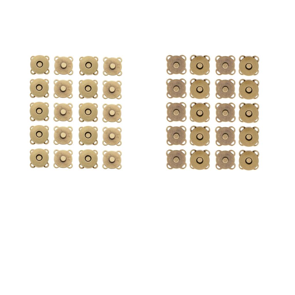 20 Sets Sew In Magnetic Bag Clasps for Craft Clothing Bag 14mm 18mm Bronze