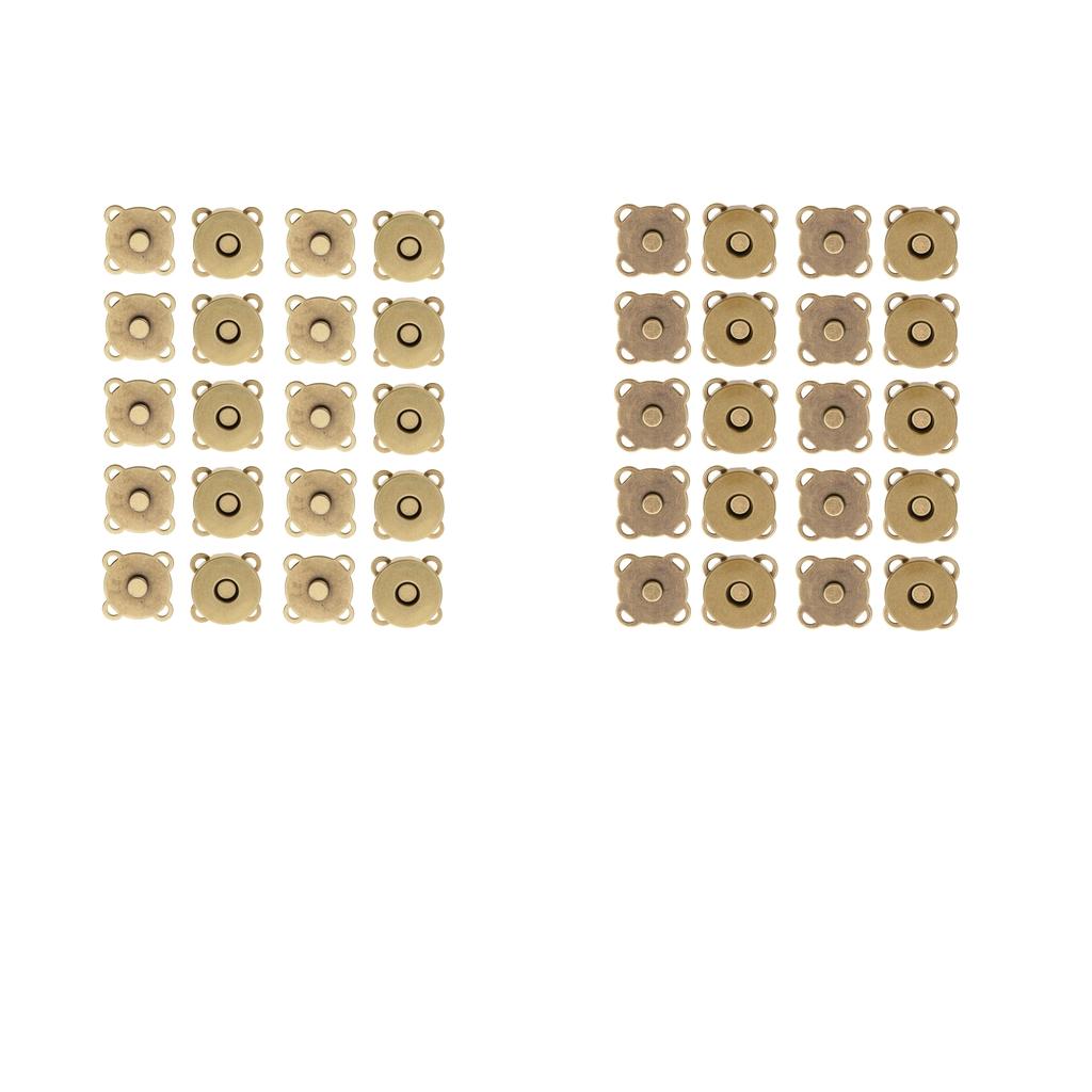 20 Sets Sew In Magnetic Bag Clasps for Craft Clothing Bag 14mm 18mm Bronze