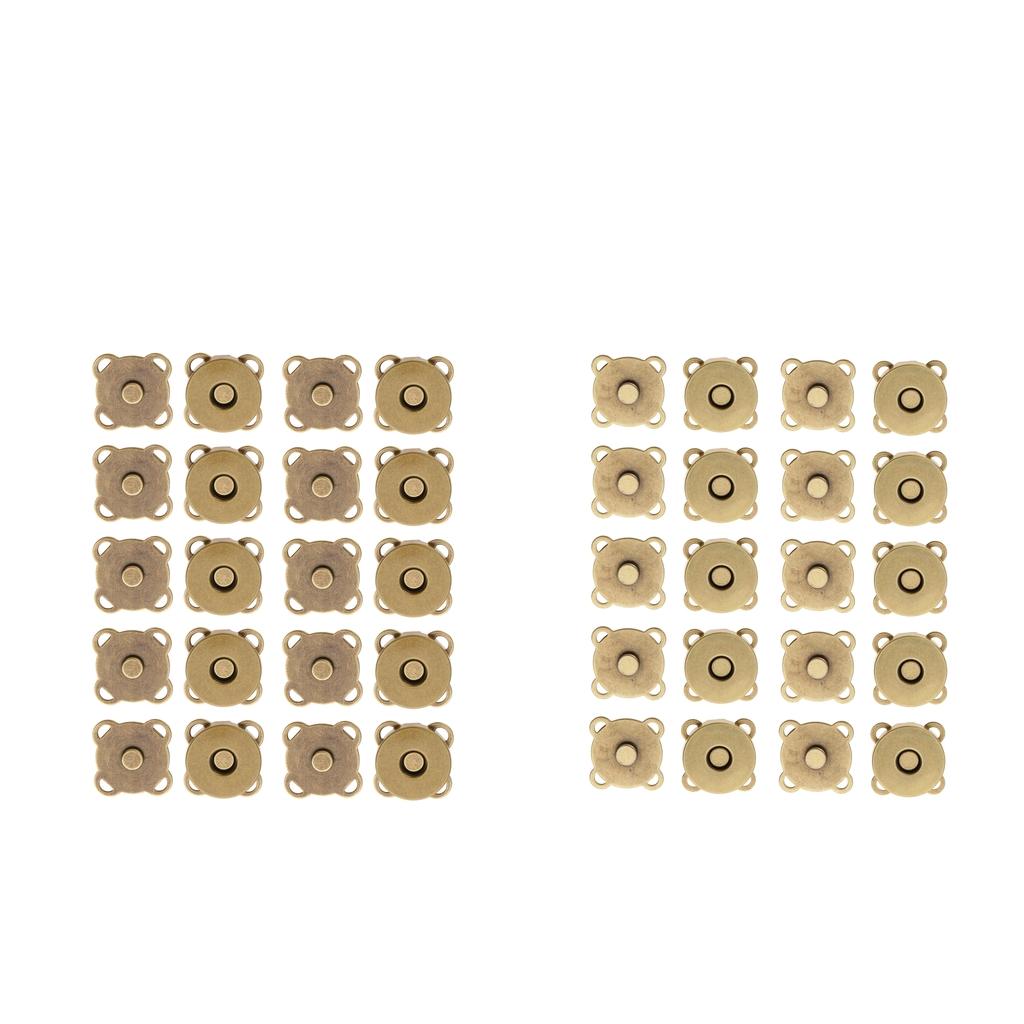 20 Sets Sew In Magnetic Bag Clasps for Craft Clothing Bag 14mm 18mm Bronze