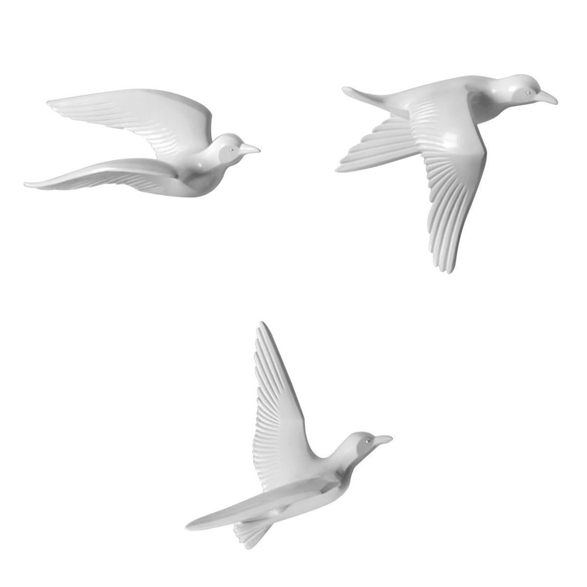 3Pcs Resin Seagull Shaped Bedroom TV Background Wall Decorations White