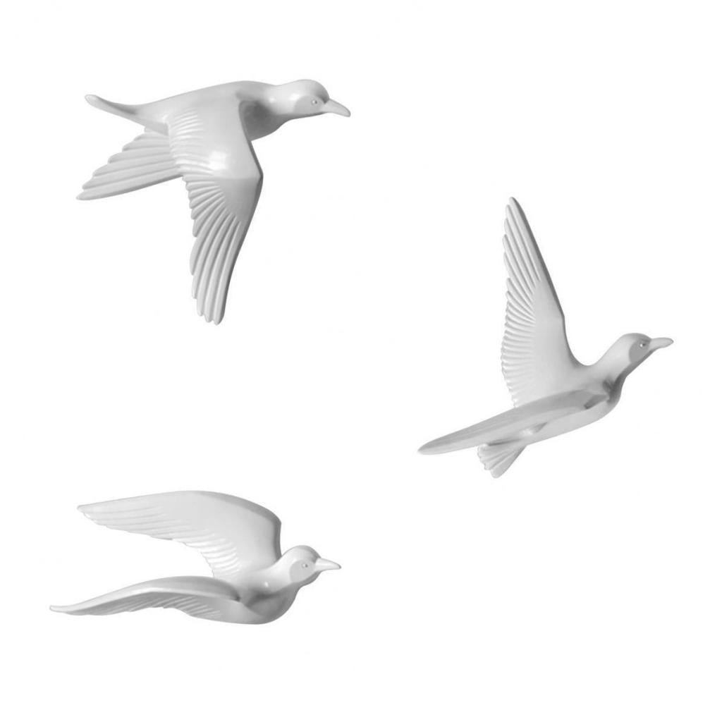 3Pcs Resin Seagull Shaped Bedroom TV Background Wall Decorations White