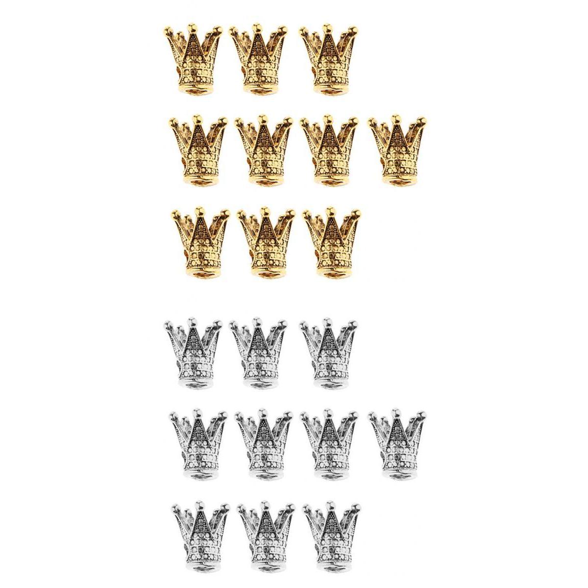 20 Pcs Crown Shaped Spacer Loose Beads Jewelry Charms Connector Gold& Silver