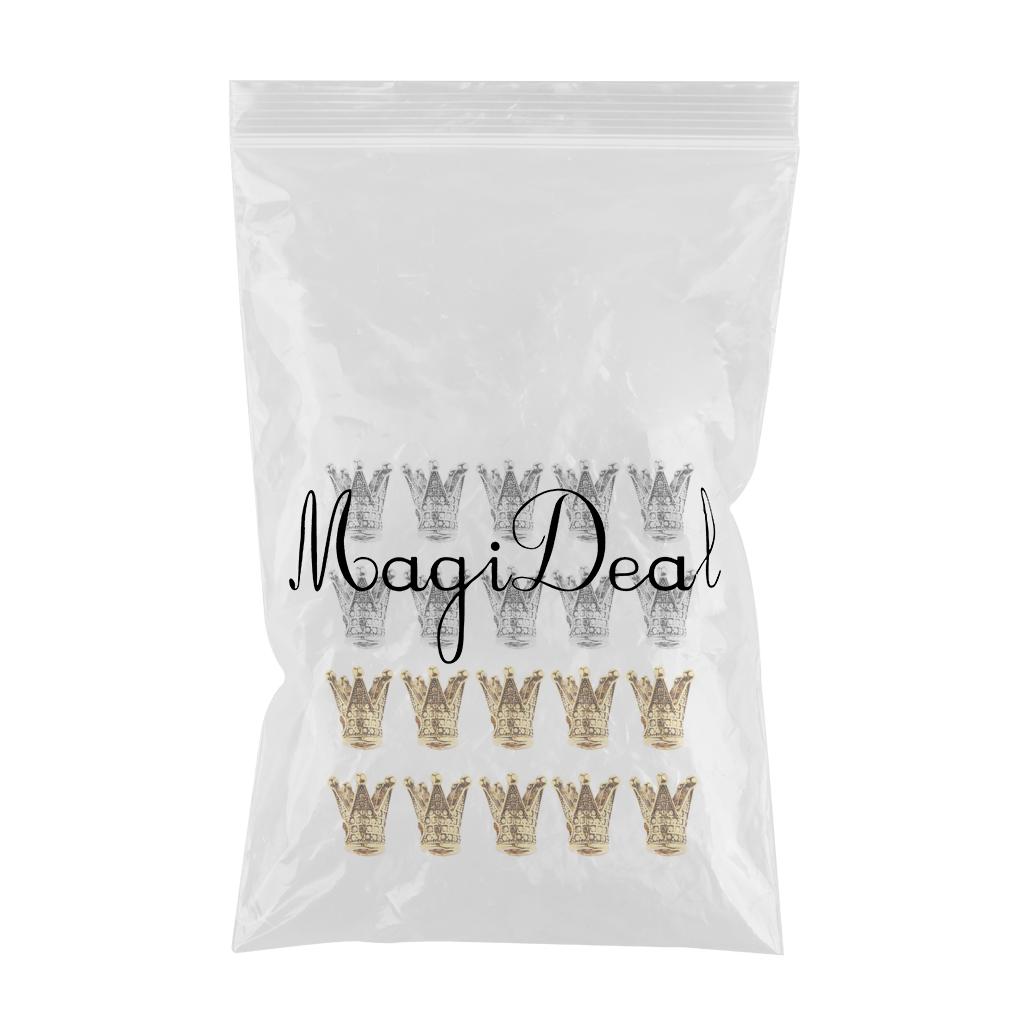 20 Pcs Crown Shaped Spacer Loose Beads Jewelry Charms Connector Gold& Silver