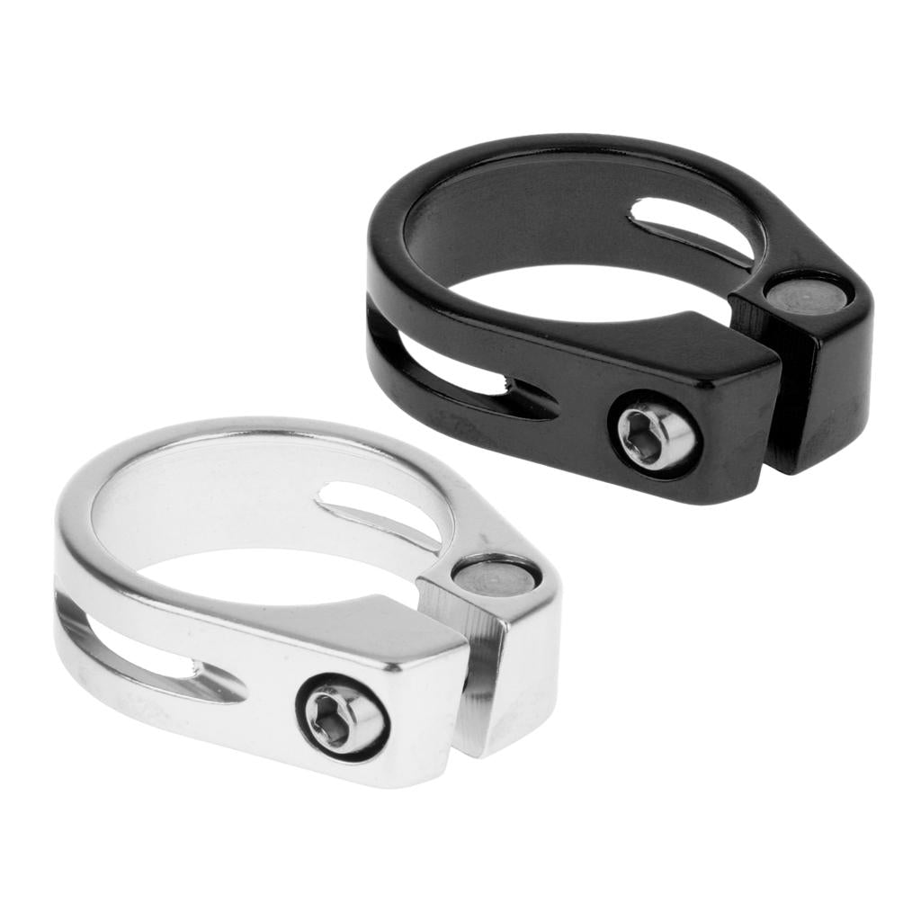 2x Aluminium Alloy Quick Release Mountain Bike Seat Post Clamp Silver&Black