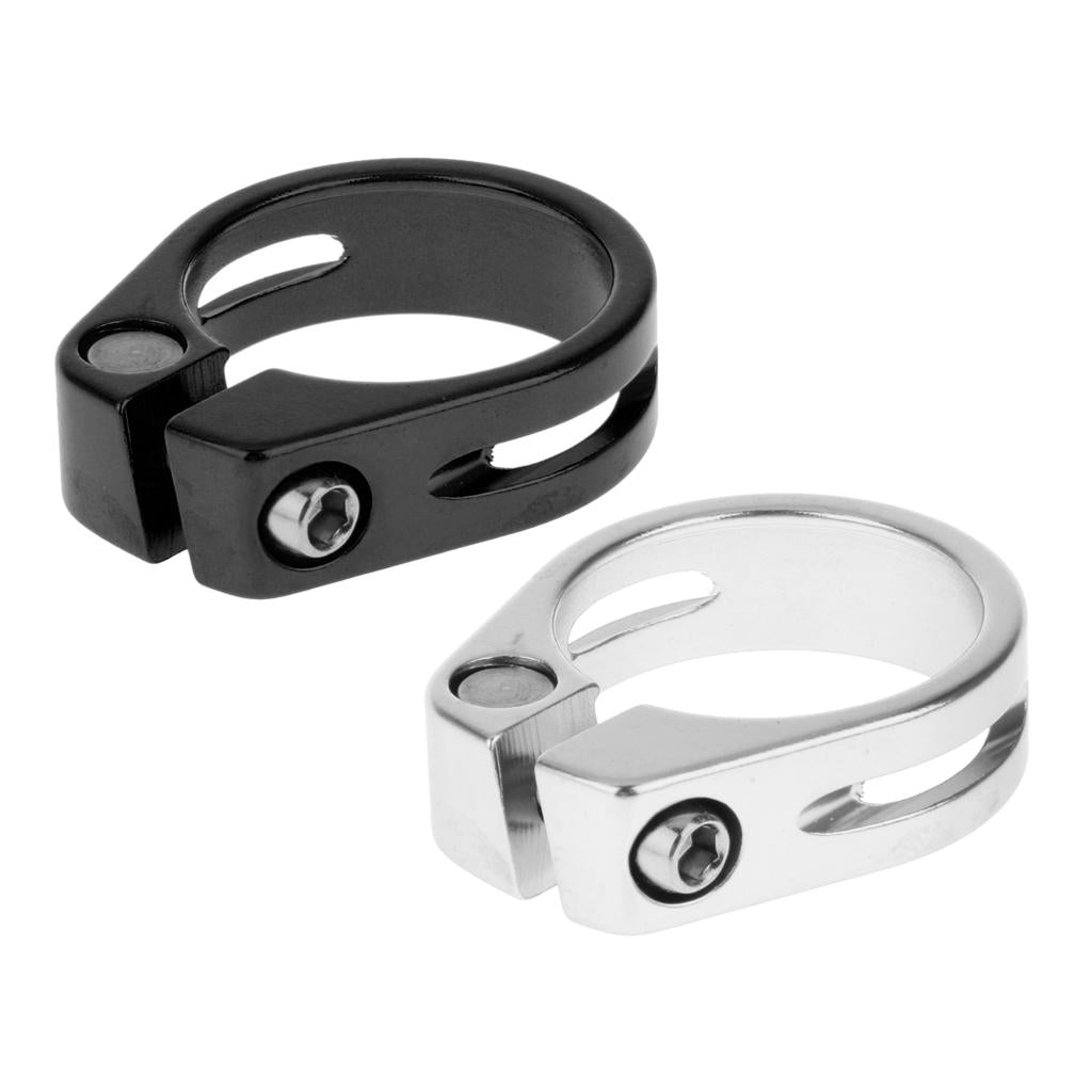 2x Aluminium Alloy Quick Release Mountain Bike Seat Post Clamp Silver&Black