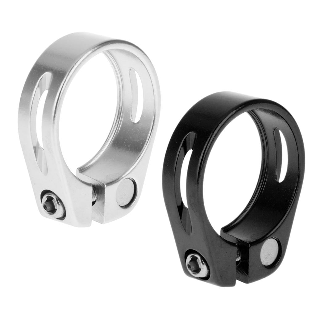 2x Aluminium Alloy Quick Release Mountain Bike Seat Post Clamp Silver&Black