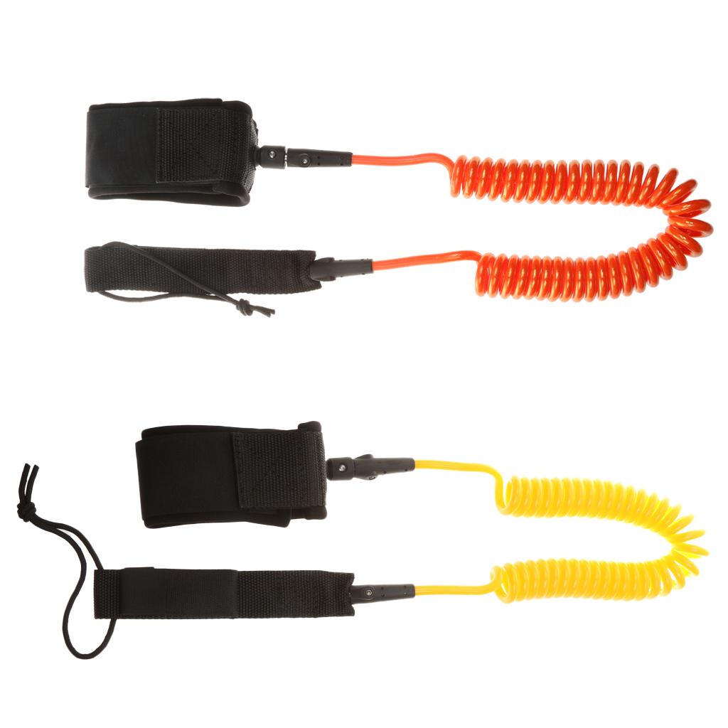 10ft Coiled SUP Surfboard Surfing Board Leash Double Swivel Yellow&Orange