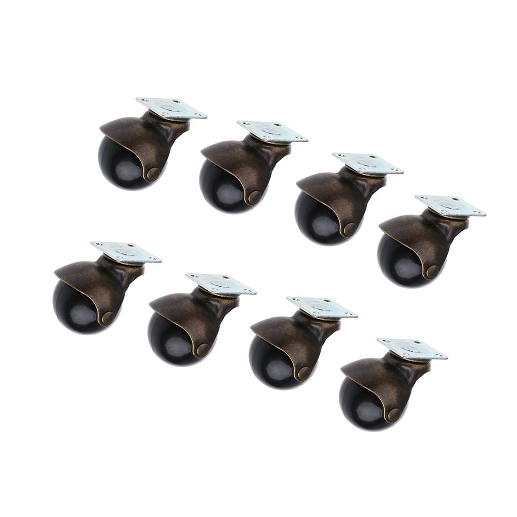 8pcs 2'' Swivel Ball Caster PP Wheels with Brake Lock Screw-in Universal