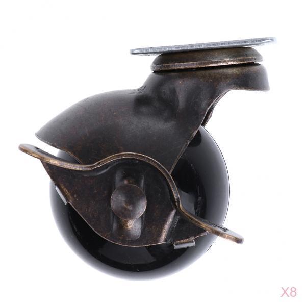 8 Pcs 1.5'' Swivel Ball Caster PP Wheels with Brake Lock Screw-in Universal